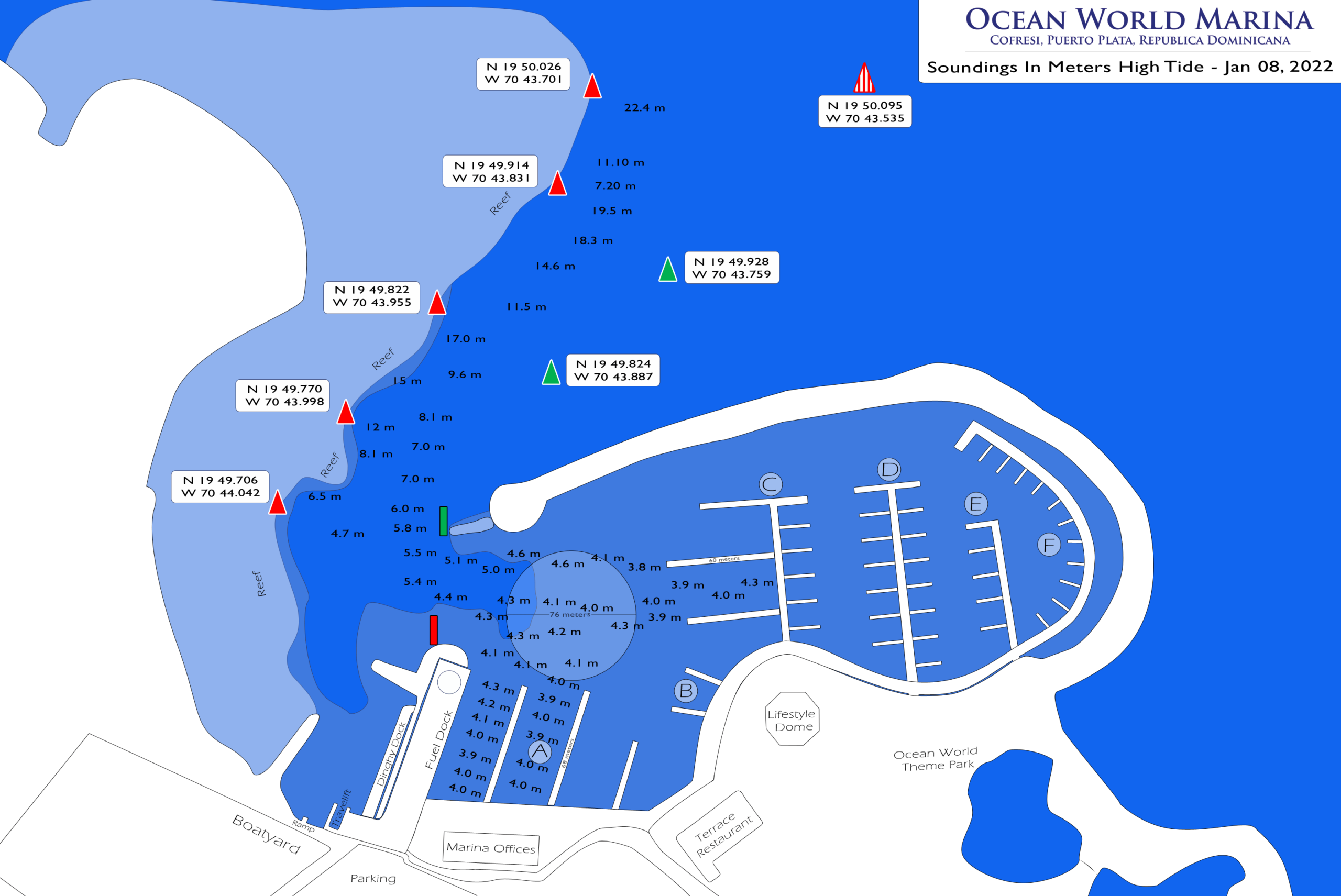 Ocean World Marina approach and marina layout chart